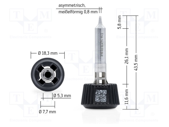 Tip; chisel; 0.8mm; longlife; for soldering station