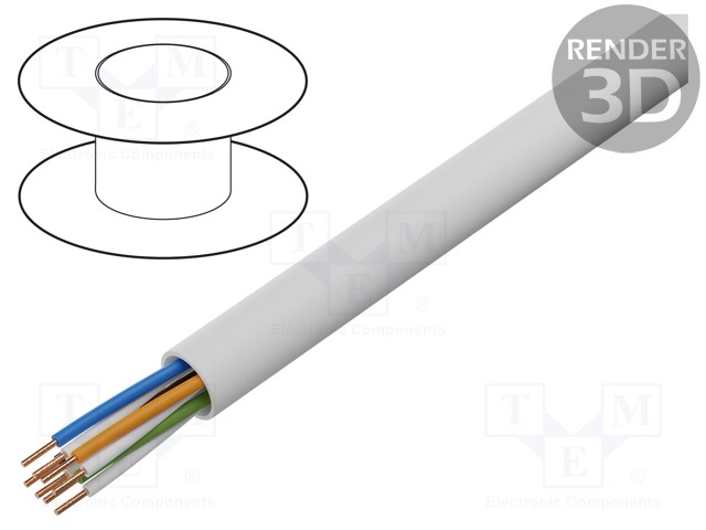 Wire; YTKSY; telecommunication; solid; Cu; 4x2x0,5mm2; PVC; white