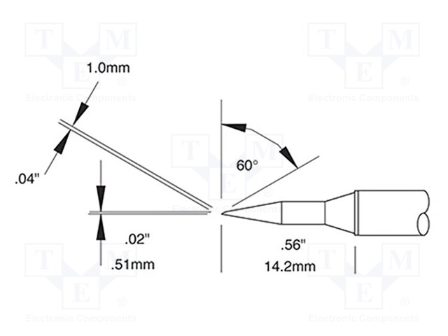 Tip; bevel; 1x14mm; 357°C; for soldering station