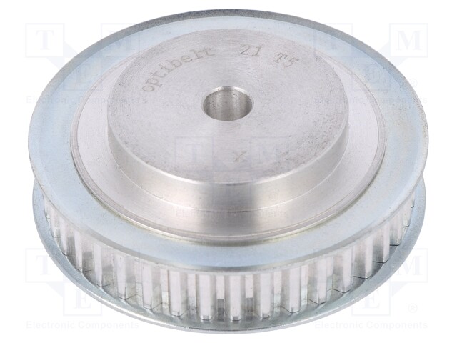 Belt pulley; T5; W: 10mm; whell width: 21mm; Ø: 56.45mm; aluminium