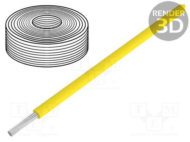 Wire; stranded; Cu; 0.04mm2; PVC; yellow; 60V; 10m; 1x0.04mm2