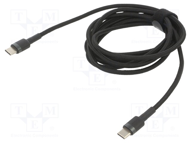 Cable; USB A plug double sided,USB C plug; 2m; grey-black; 60W