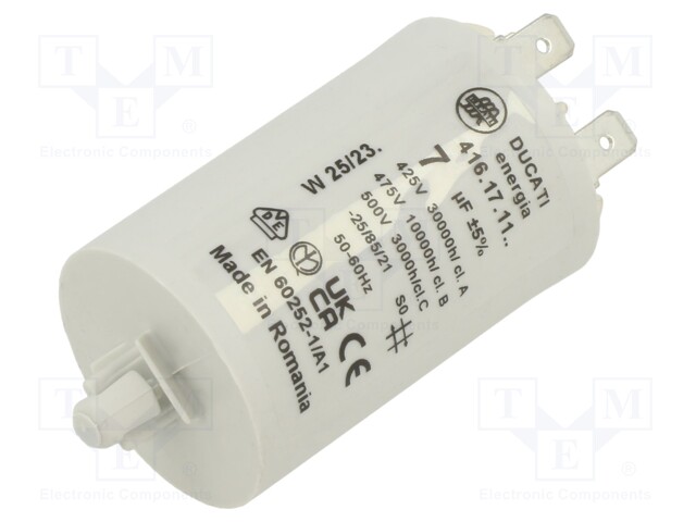 Capacitor: motors, run; 7uF; 425VAC; Ø36x58mm; -25÷85°C; ±5%