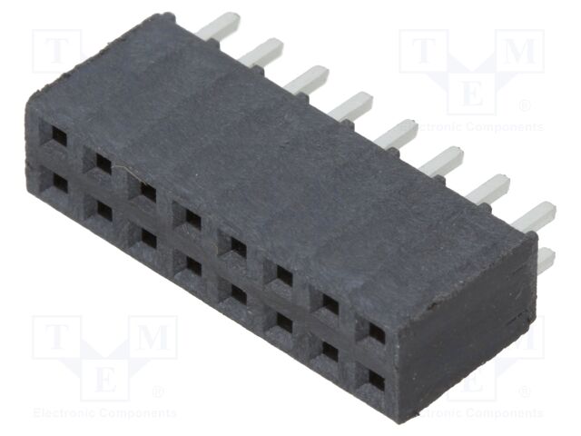 Connector: pin strips; female; PIN: 16; 2.54mm; gold flash; THT