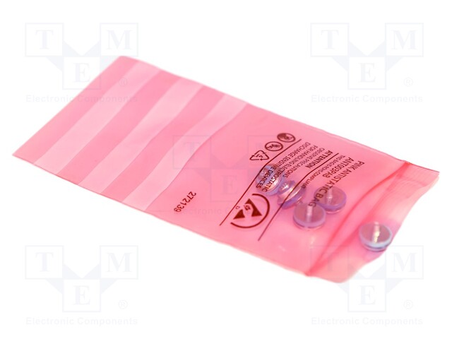 Protection bag; ESD; L: 305mm; W: 203mm; Thk: 75um; 100pcs; pink