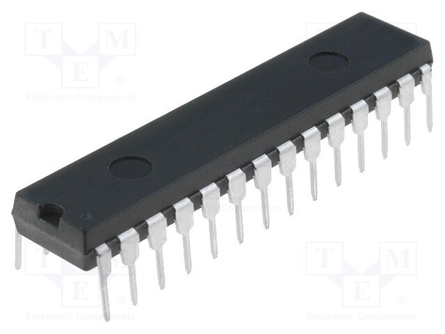 PIC microcontroller; Memory: 7kB; SRAM: 192B; EEPROM: 128B; THT