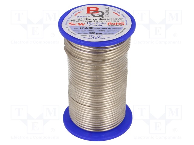 Silver plated copper wires; 2mm; 500g; 16m; -200÷800°C