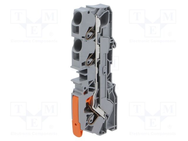 TERMINAL BLOCK, DIN RAIL, 3POS, 20-6AWG