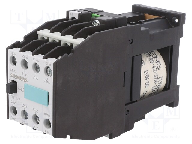 Relay Contactor, 3TH4 Series, 4PST-NO, 4PST-NC, 8P, 110 VDC, Screw