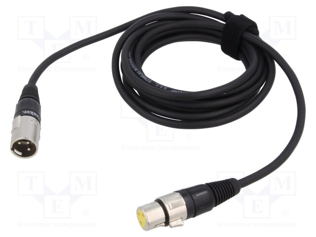 Cable; XLR male 3pin,XLR female 3pin; 12m; black; 0.25mm2