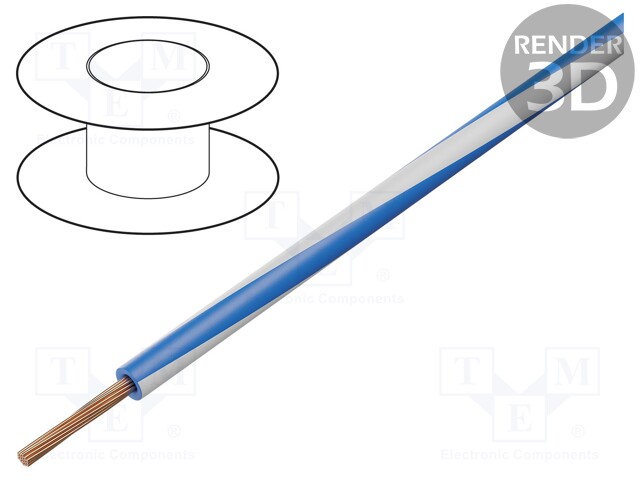 Wire; LgY; stranded; Cu; 0.5mm2; blue-white; PVC; 300/500V; 100m
