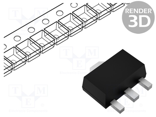 Transistor: PNP; bipolar; 50V; 2A; SOT89