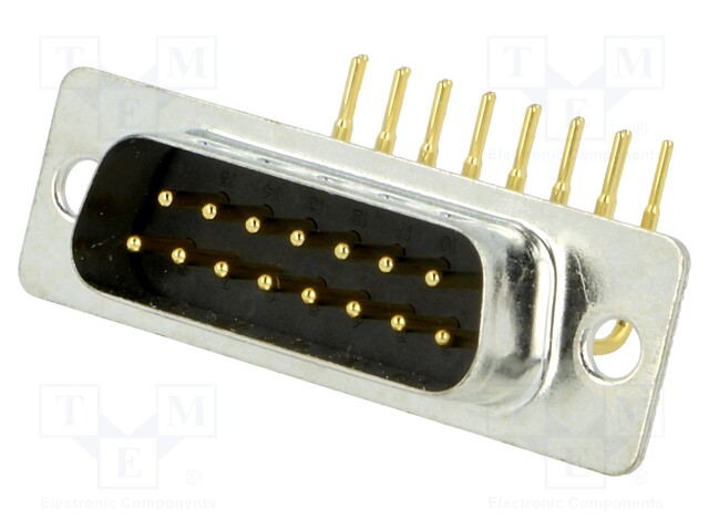 D-Sub; PIN: 15; socket; male; turned contacts; angled 90°; THT