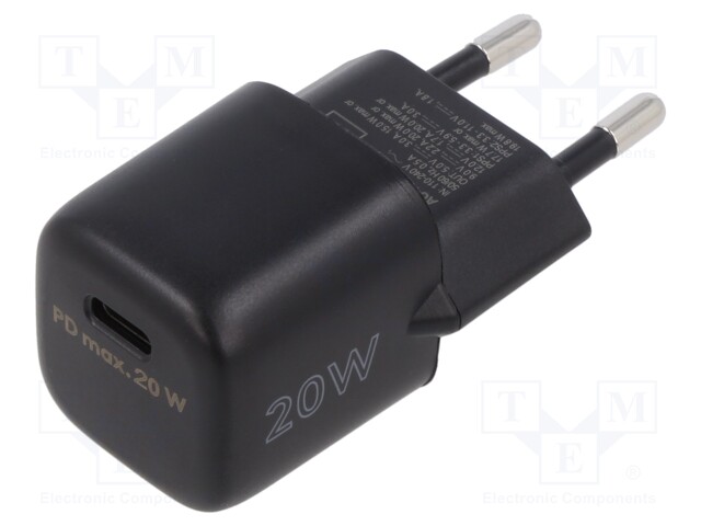 Power supply: switched-mode; plug; 20W; Plug: EU; Usup: 110÷240VAC