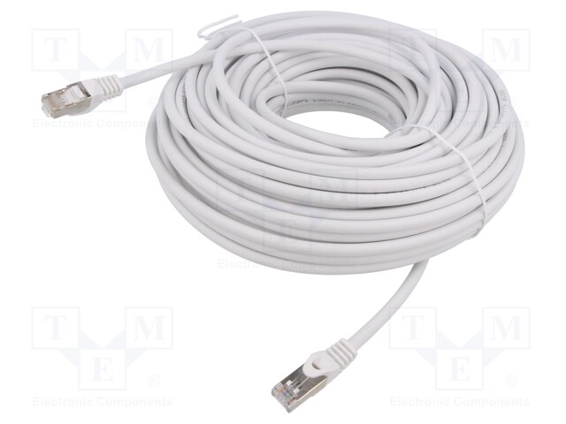 Patch cord; S/FTP; 6a; solid; Cu; LSZH; white; 30m; 27AWG; Cablexpert