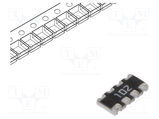 Fixed Network Resistor, 1 kohm, TC164 Series, 4 Elements, Isolated, 1206 [3216 Metric], 8 Pins