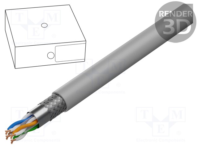 Wire; SF/UTP; 6; stranded; Cu; 4x2x26AWG; LSZH; grey; 100m