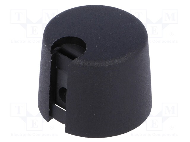 Knob; with pointer; plastic; Shaft d: 6.35mm; Ø20x16mm; black