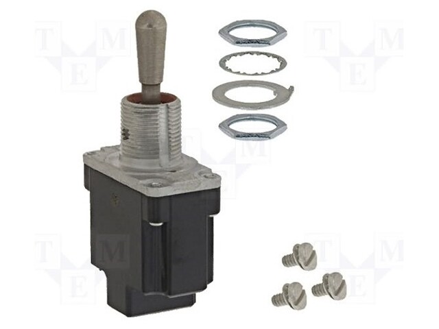 Switch: toggle; Pos: 3; SP3T; ON-OFF-(ON); 6A/230VAC; 15A/28VDC