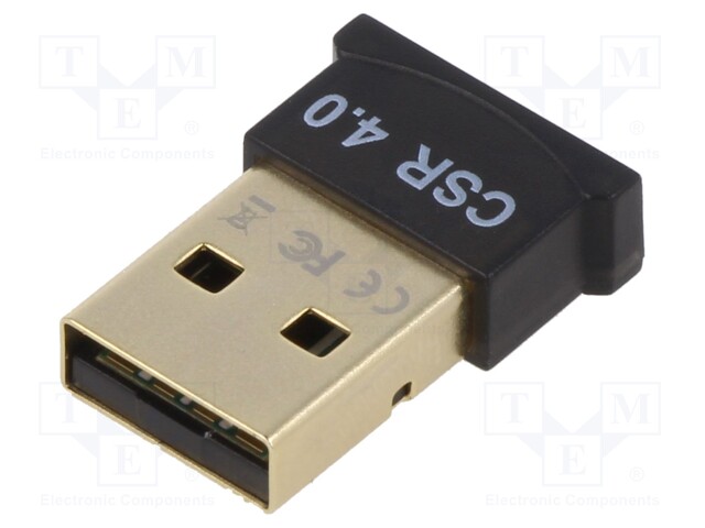 BT adapter; black; USB A plug; Bluetooth 4.0,USB 2.0; 50m; 3Mbps