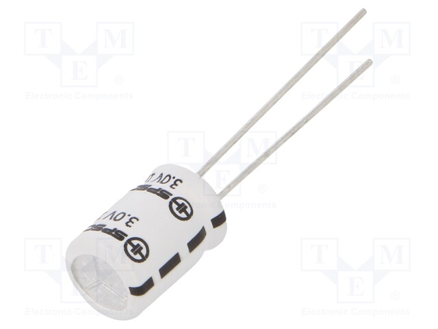 Supercapacitor; 1F; 3VDC; Body dim: Ø8x12mm; Pitch: 3.5mm; Ir: 5uA