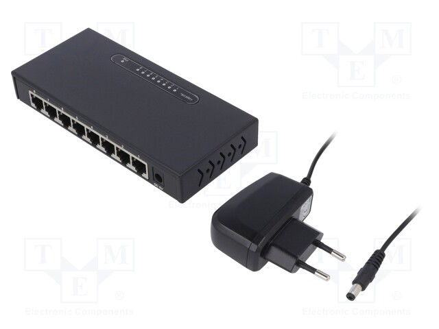 Switch Gigabit Ethernet; black; WAN:  RJ45; Number of ports: 8