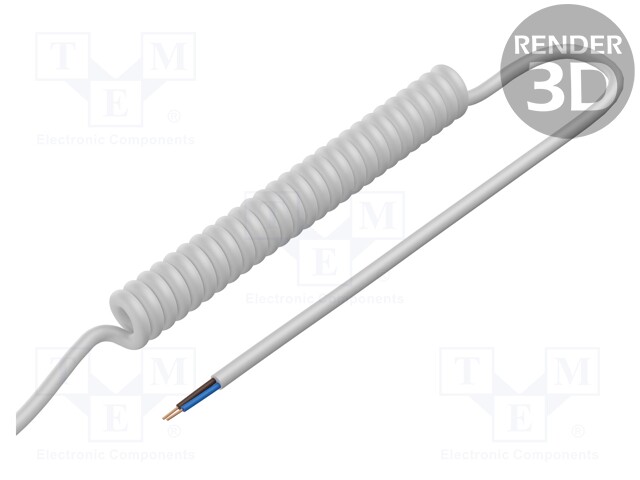 Wire: coiled; 2x0.35mm2; unshielded; PUR; white; 300V; 1m; 4m