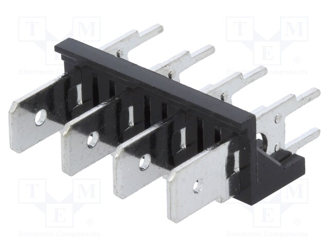 Terminal: spade terminal strip; 6.3mm; THT; 250V; straight; ways: 4