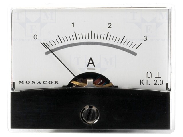 Ammeter; analogue; on panel; I DC: 0÷3A; Class: 2; Int.resist: 20mΩ