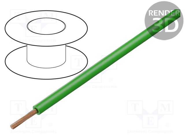 Wire; Silivolt®-1V; stranded; Cu; 1x0,5mm2; silicone; green; 1.5kV