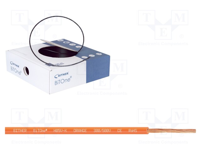 Wire; BiTOne; stranded; Cu; 1mm2; orange; PVC; 300/500V; 100m