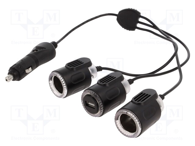 Automotive power supply; USB A socket,car lighter socket x2