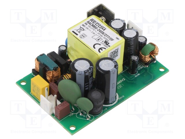 Power supply: switched-mode; 60W; 80÷305VAC; 24VDC; 2500mA; 90%