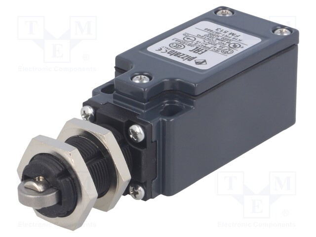 Limit switch; plunger with metal roller Ø12mm; NO + NC; 10A