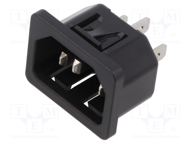 Connector: AC supply; socket; male; 10A; 250VAC; IEC 60320; C14 (E)