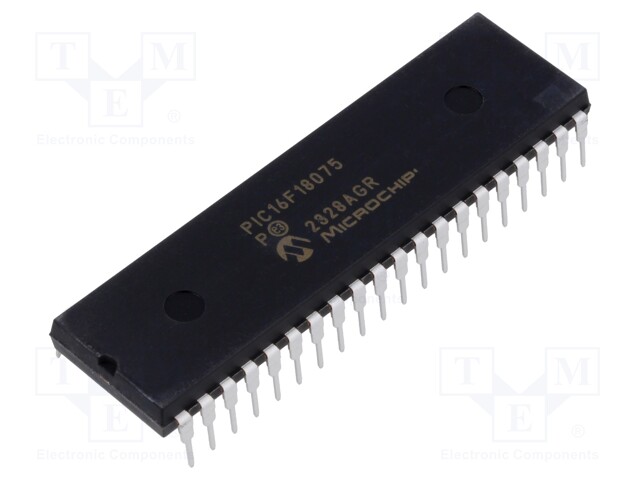 IC: PIC microcontroller; Memory: 14kB; SRAM: 1kB; EEPROM: 128B; THT