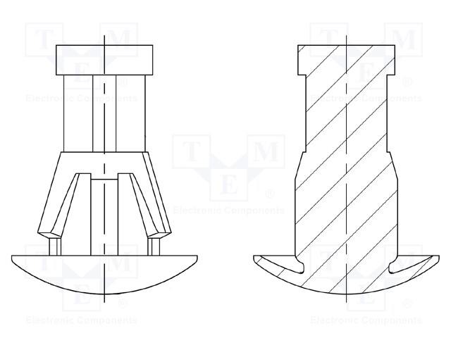 Assembly stud; polyamide 66; L: 10mm; snap fastener; UL94V-2