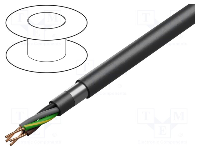 Wire; YKYFtZnyżo; 5G10mm2; solid; Cu; PVC; black; 600V,1kV
