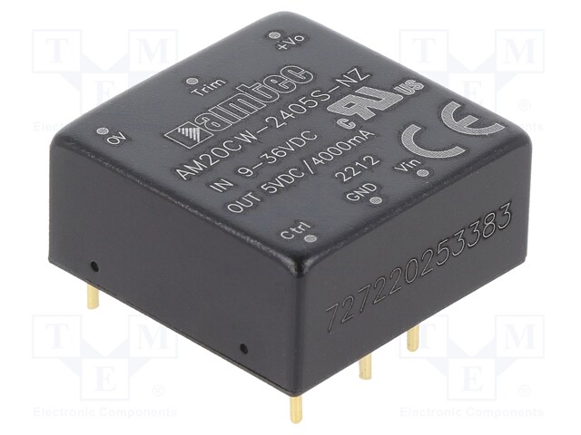 Converter: DC/DC; 20W; Uin: 9÷36V; Uout: 5VDC; Iout: 4A; 90%; 15g
