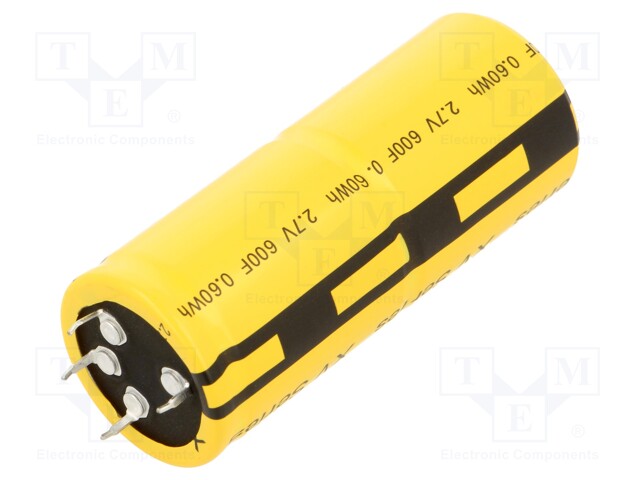 Supercapacitor; SNAP-IN; 600F; 2.7VDC; -5÷10%; Ø35x87.5mm; 2.6mΩ