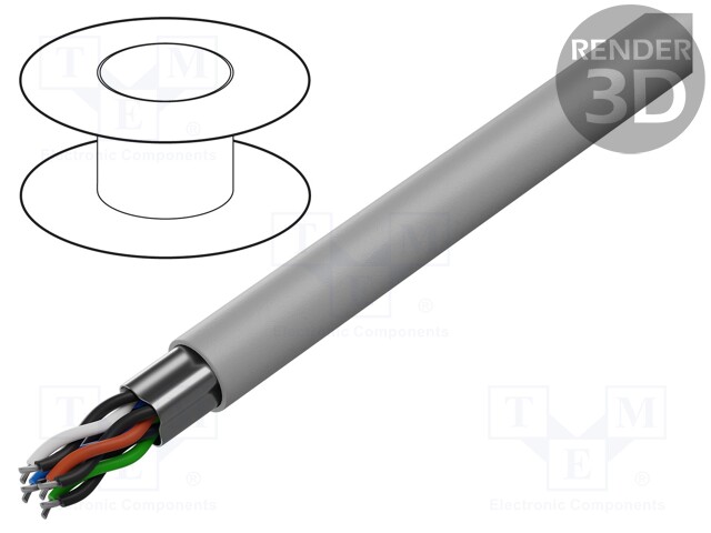 Wire; RS232; 6x2x24AWG; stranded; Cu; Al-PET foil; PVC; grey; 305m