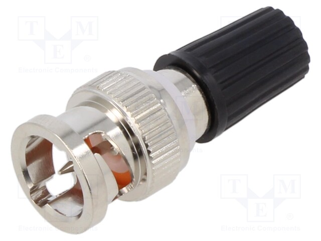 Adapter; black; 3A; 35.5mm; banana 4mm socket,BNC plug; 50Ω; 500V