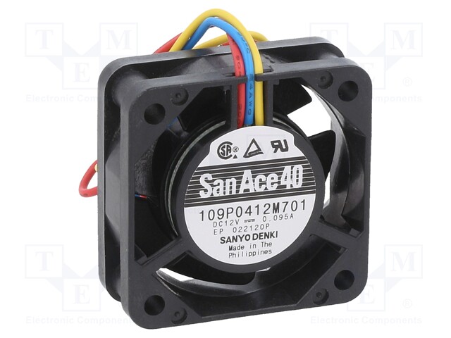Axial Fan, 12 VDC, DC, 40 mm, 15 mm, 5.3 cu.ft/min, 0.15 m³/min