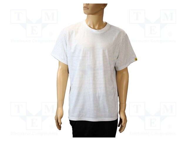 T-shirt; ESD; XL; IEC 61340; cotton,polyester,carbon fiber; white