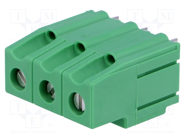 PCB terminal block; angled 90°; 10.16mm; ways: 3; on PCBs; tinned