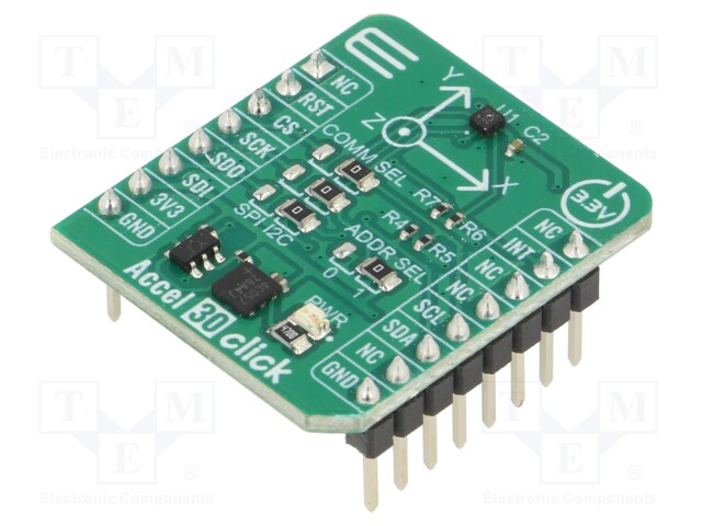 Click board; accelerometer; I2C,SPI; MC3635; prototype board