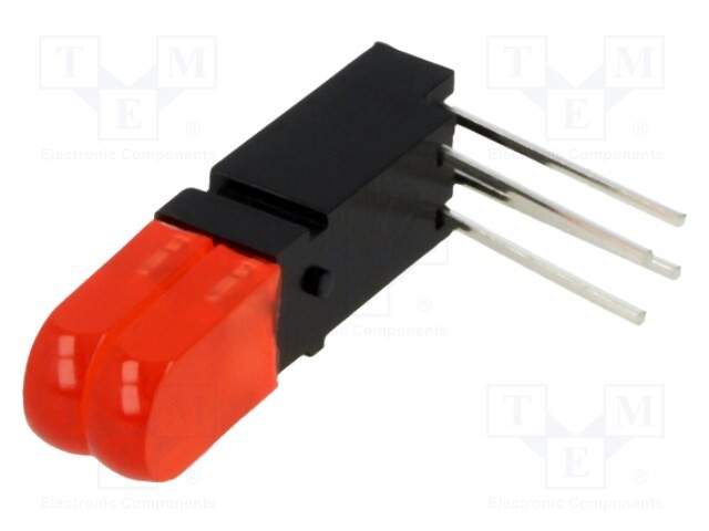 LED; in housing; red; No.of diodes: 2; 20mA; Lens: diffused,red; 50°
