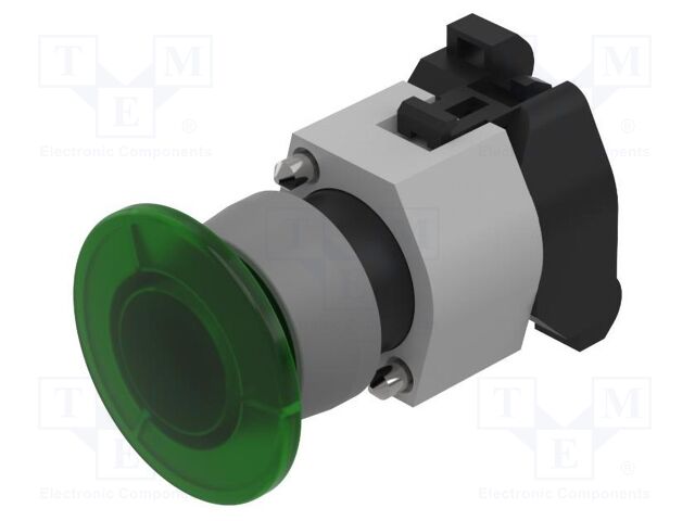 Switch: push-button; 22mm; Stabl.pos: 1; green; BA9S,LED; IP65
