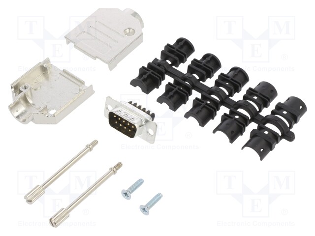 D-Sub; PIN: 9; male; shielded; straight; screw terminal; for cable
