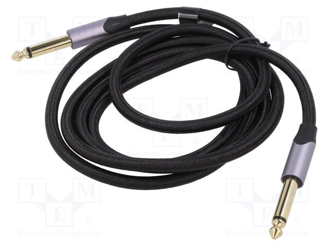Cable; Jack 6,3mm plug,both sides; 1.5m; Plating: gold-plated